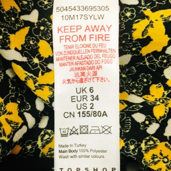 Topshop Size 2 Ditsy Tea V Neck Flutter Sleeve Asymmetrical Hem Dress NWT - Picture 4 of 4